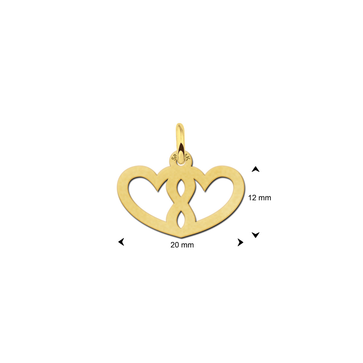Gouden harten hanger met infinity