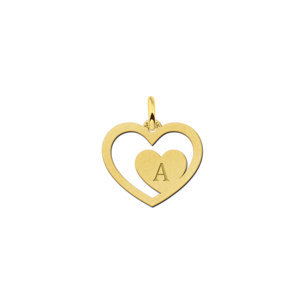 Gouden harten hanger met letter