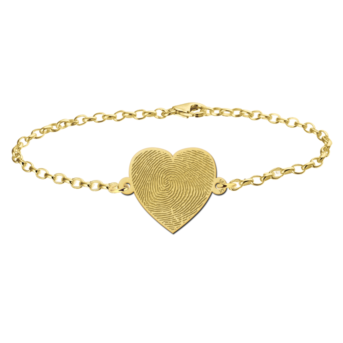 Gouden hartjes armband met vingerafdruk hart Names4ever