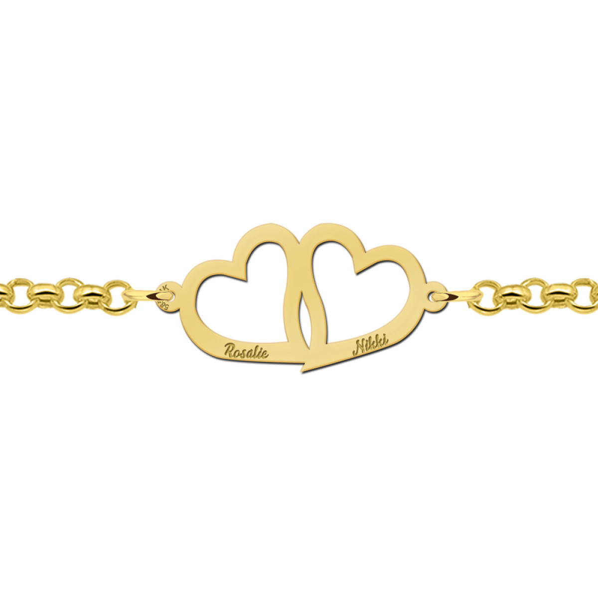 Gouden hartjes armband moeder en dochter  - Names4ever