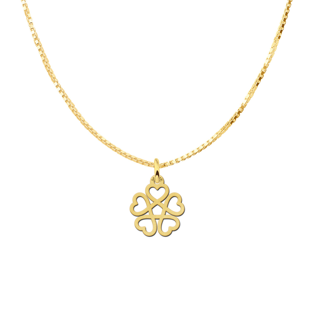 Gouden hartjes bloem hanger