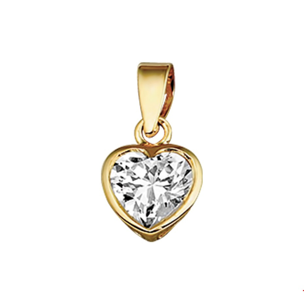 Gouden hartjes hanger 8 mm zirkonia