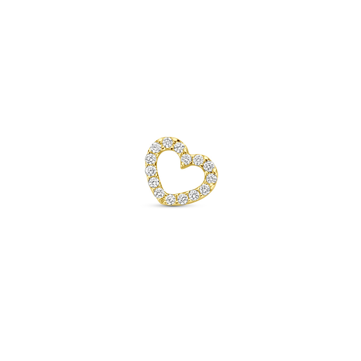 Gouden hartjes hanger met 0.04 crt diamanten 14-karaat 6 mm breed - Hoogte 5 mm
