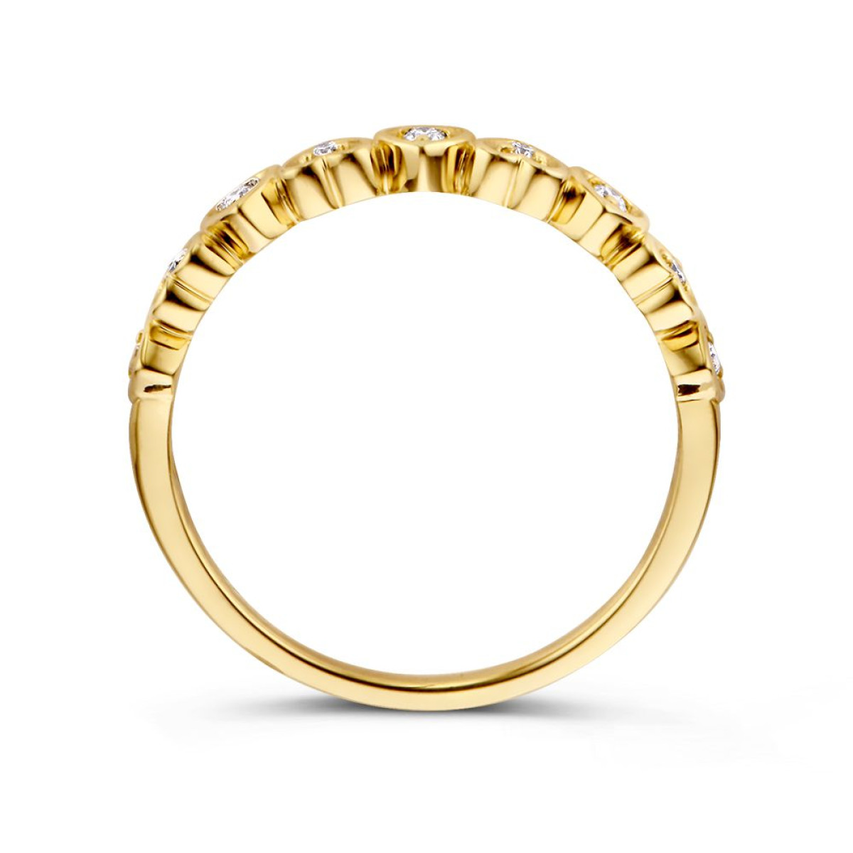 Gouden hartjes ring met 0.12 crt diamanten in het midden