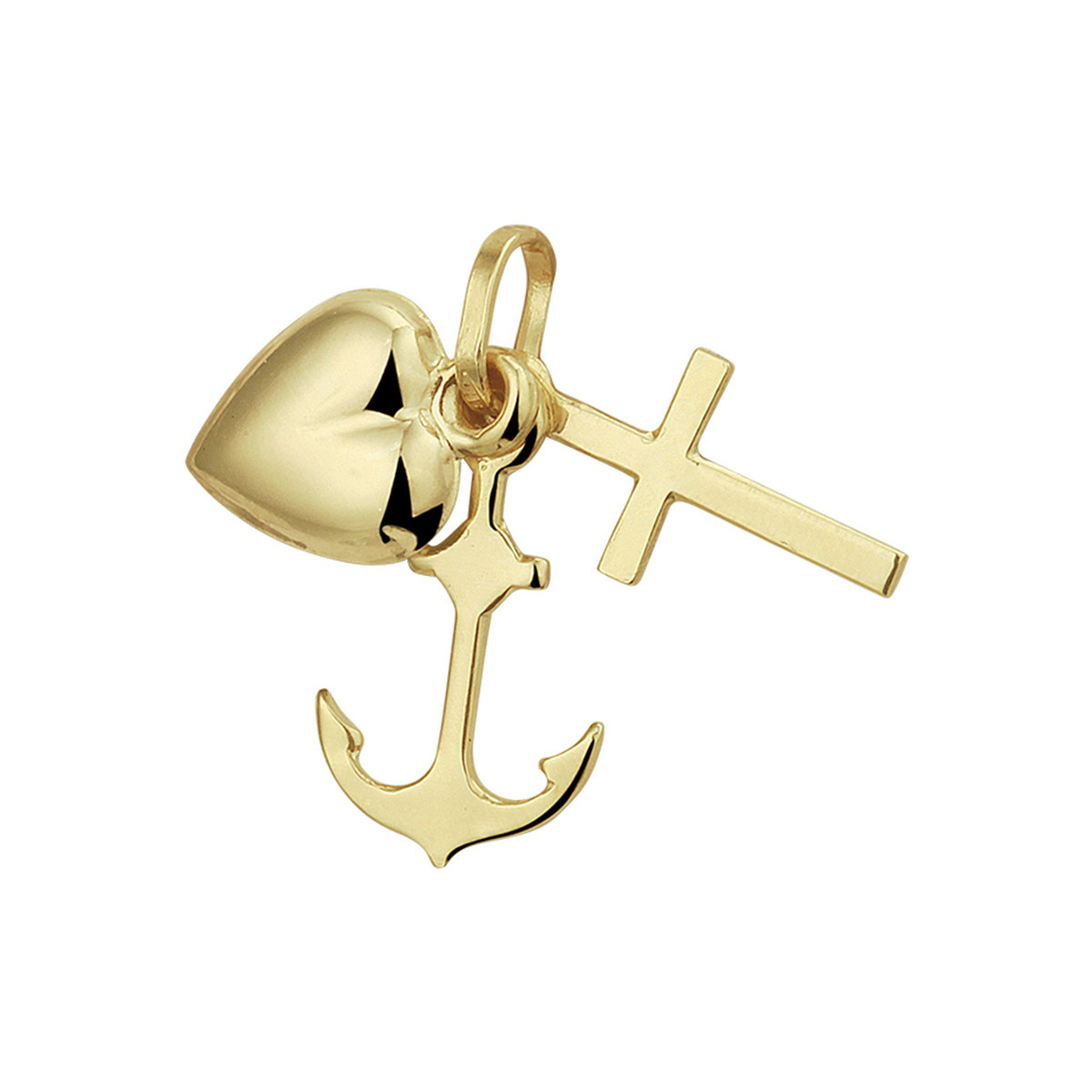 Geloof, hoop en liefde hanger 14-karaat - Hoogte 17 mm