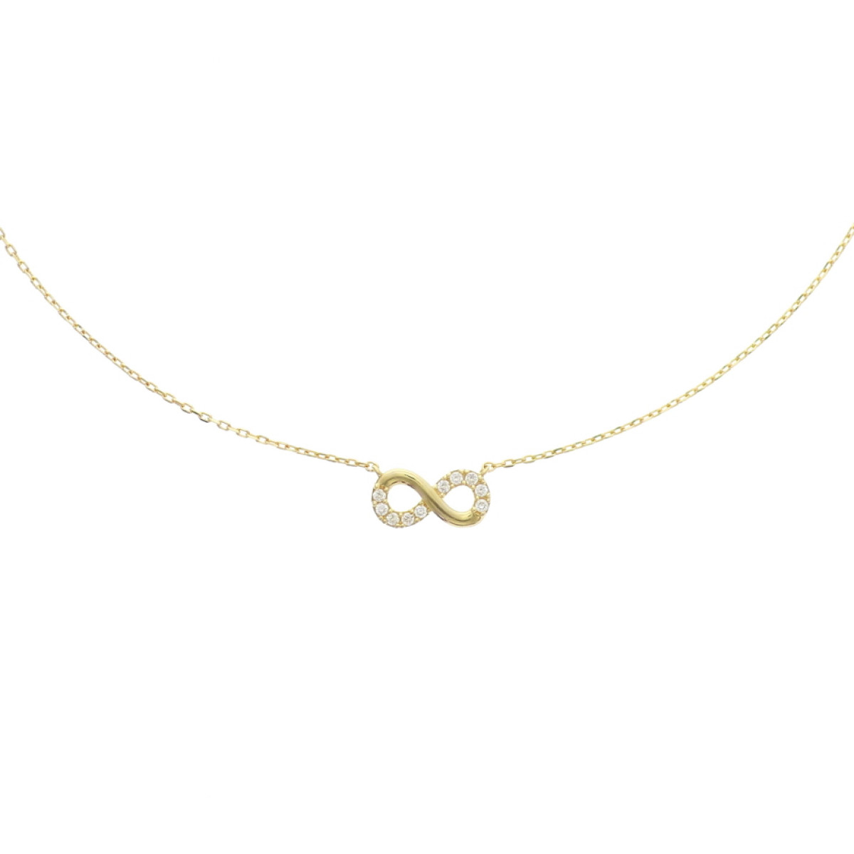 Gouden infinity ketting zirkonia