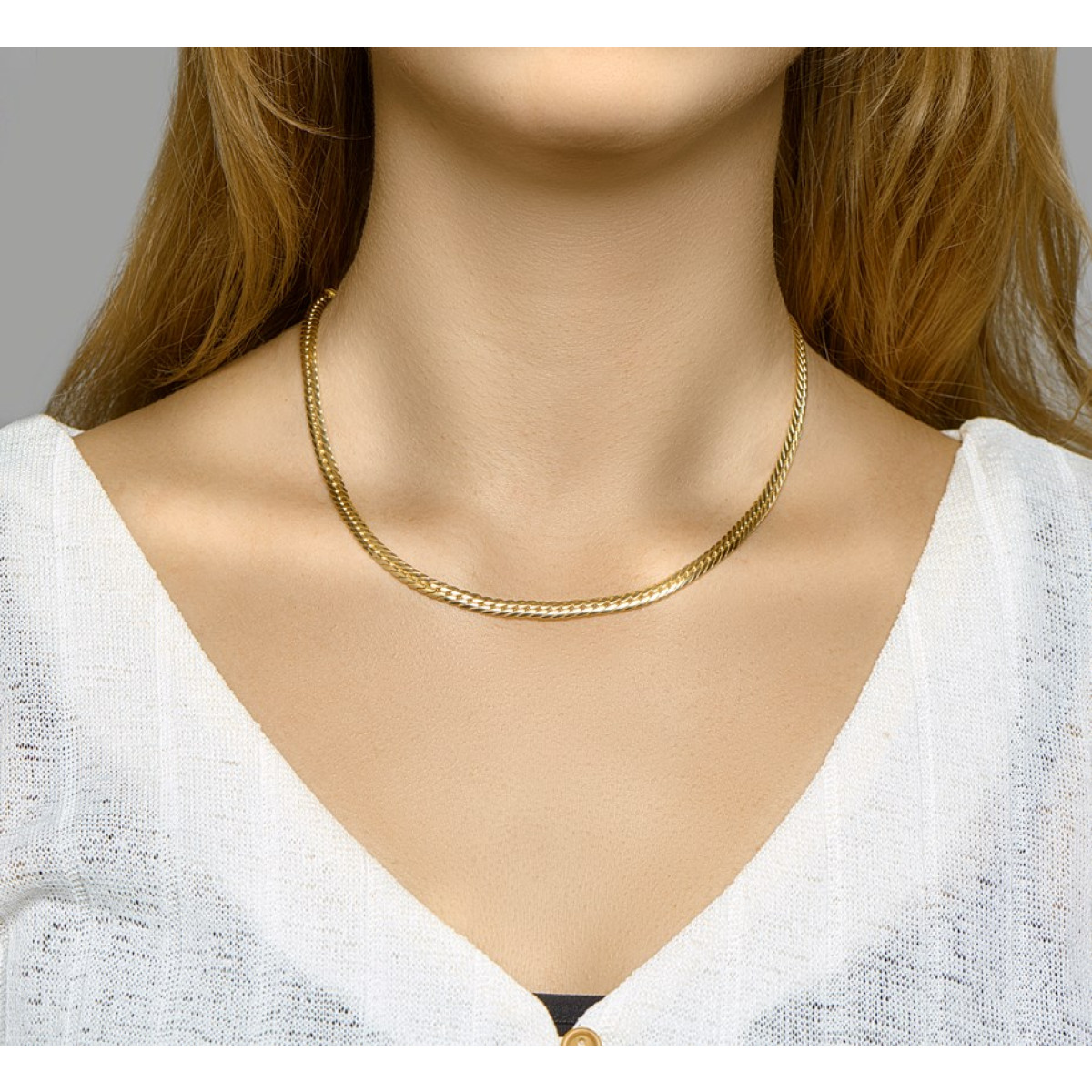 Zilgold gourmet ketting - Lengte 45 cm