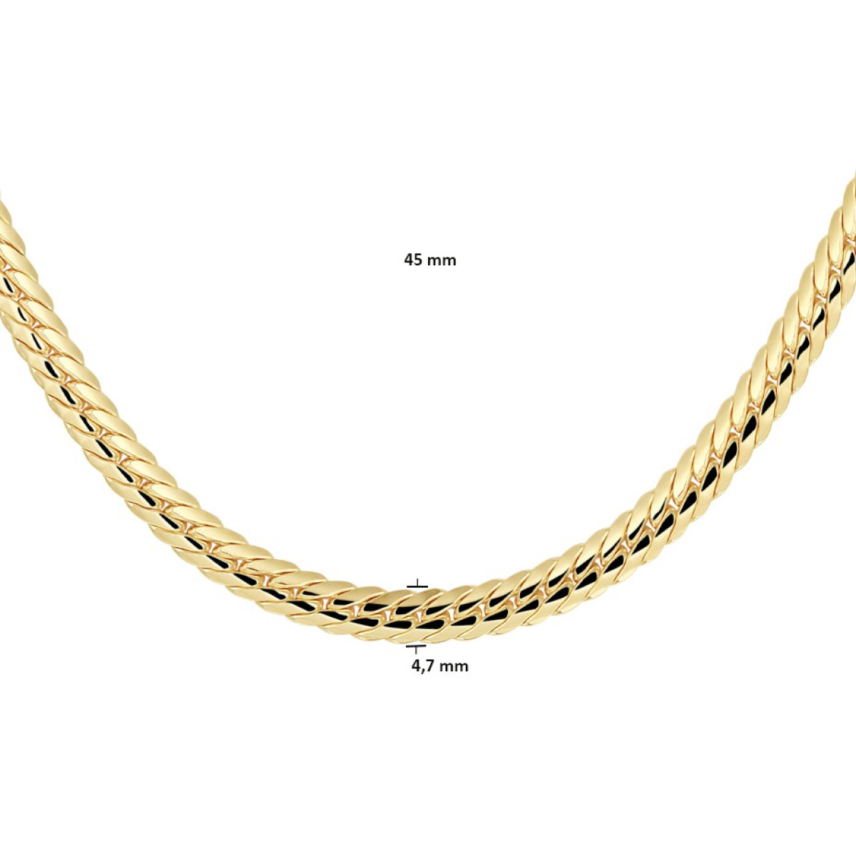 Zilgold gourmet ketting - Lengte 45 cm