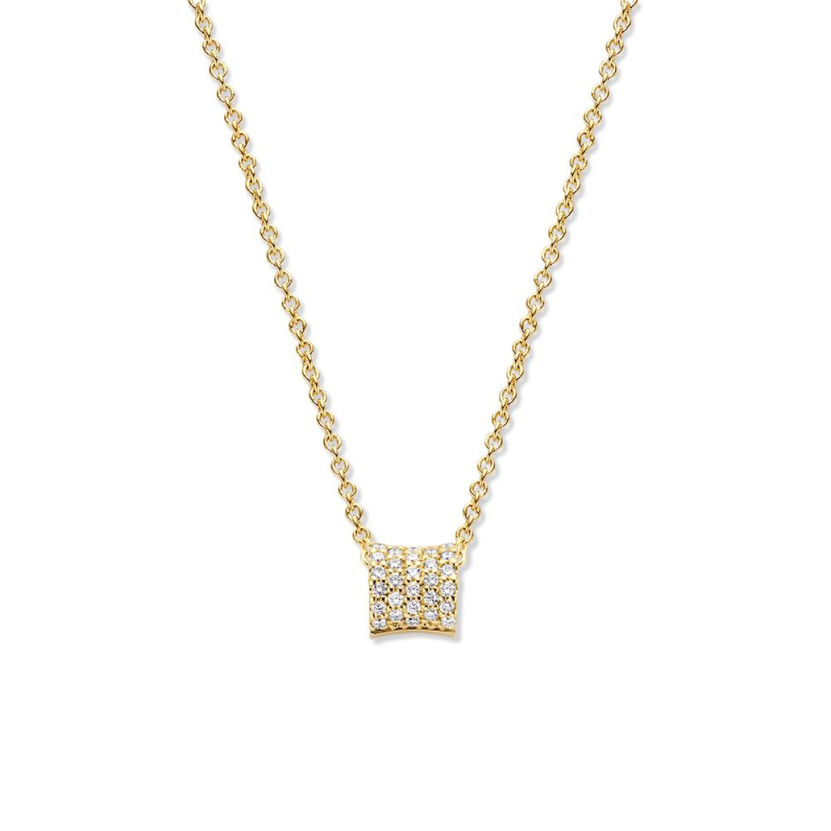 Gouden ketting kussen met pavé gezet diamant 0.16 crt
