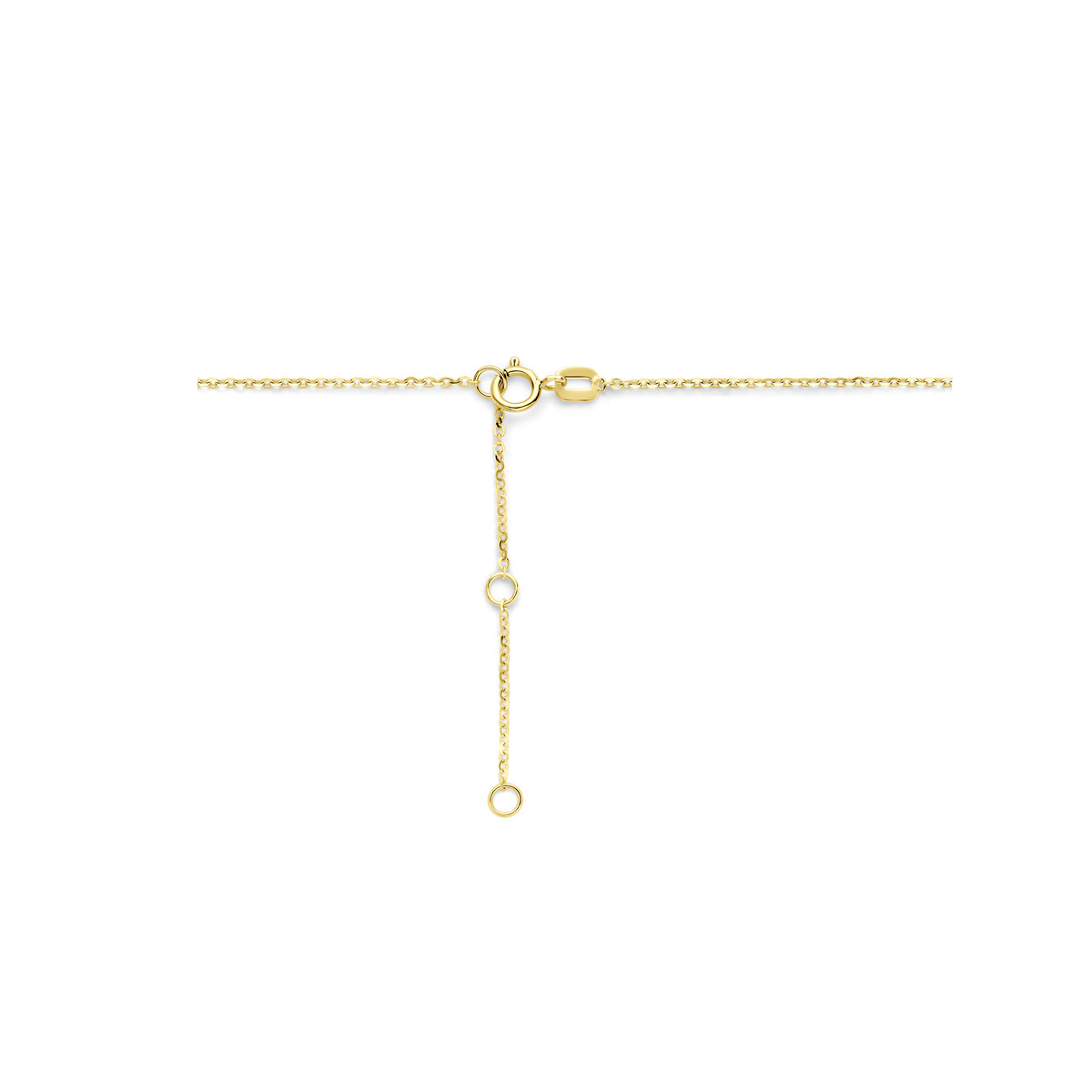 Gouden ketting met anker schakels en  ronde en zirkonia hanger - Lengte 40-42-44 cm