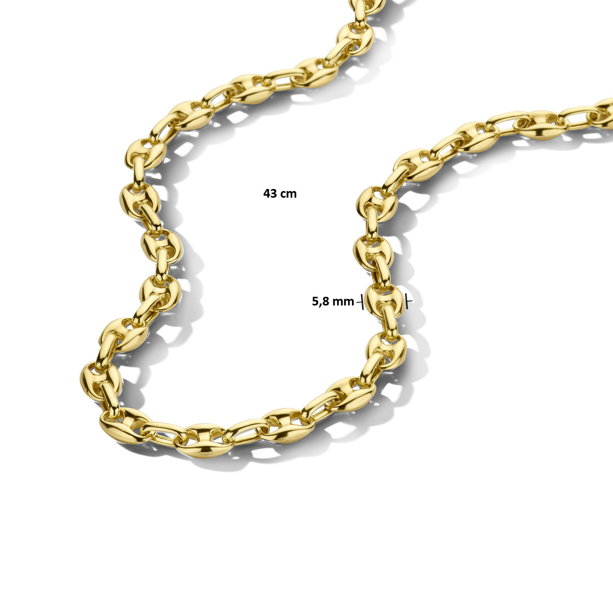 Gouden ketting met ankerschakel 5.8 mm - Lengte 43 cm