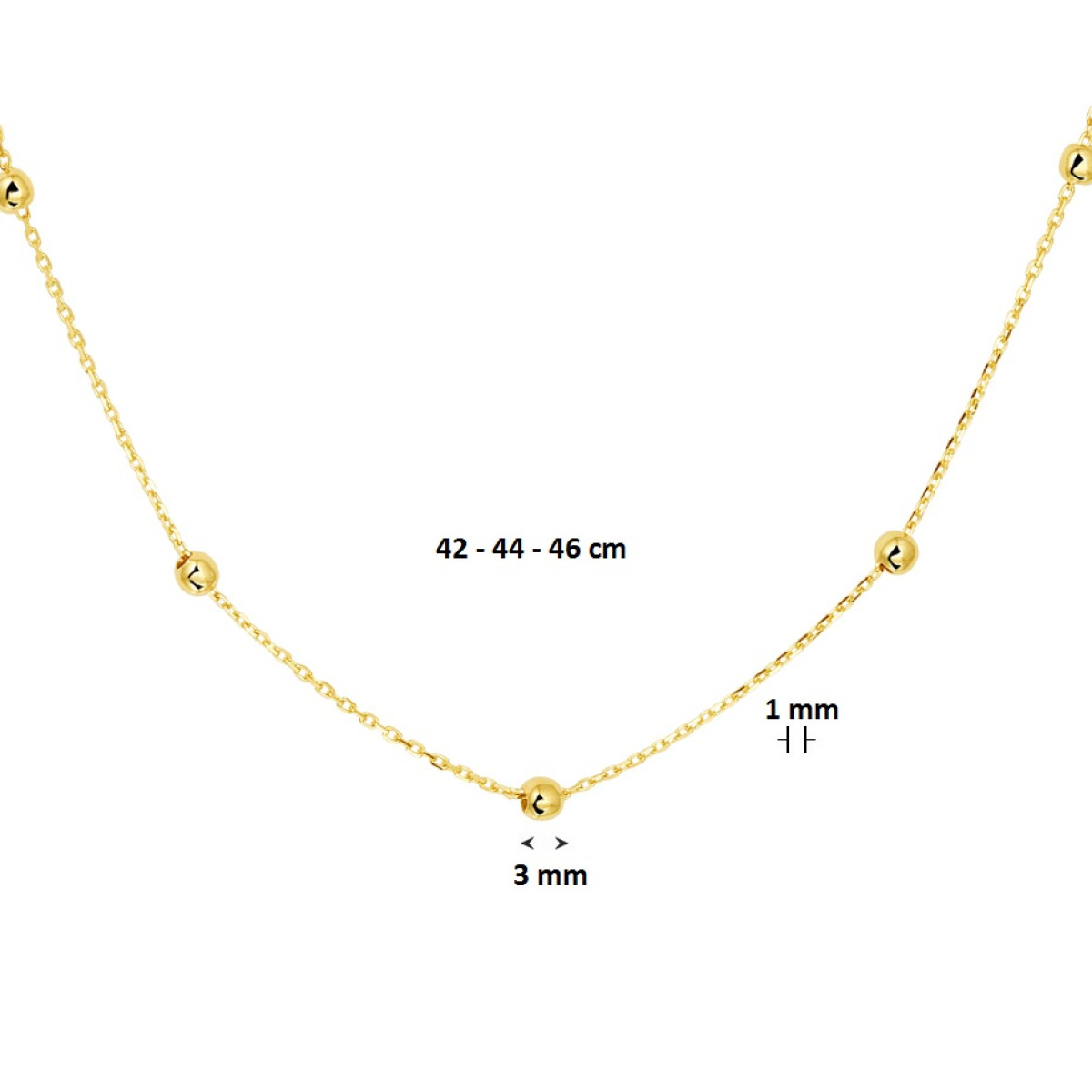Gouden ketting met bolletjes