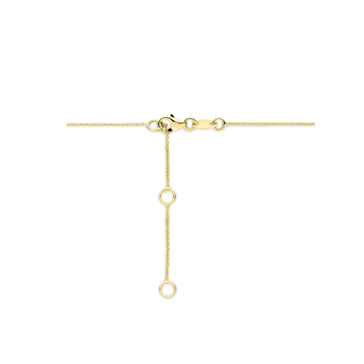 Gouden ketting met briljant geslepen diamant hanger 0.075 crt - Lengte 41-43-45 cm