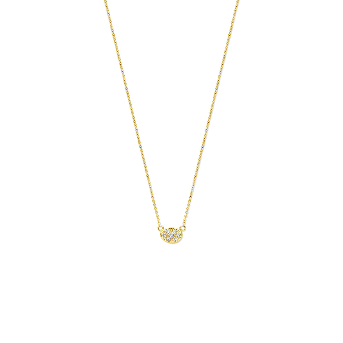 Gouden ketting met briljant geslepen diamant hanger 0.075 crt - Lengte 41-43-45 cm