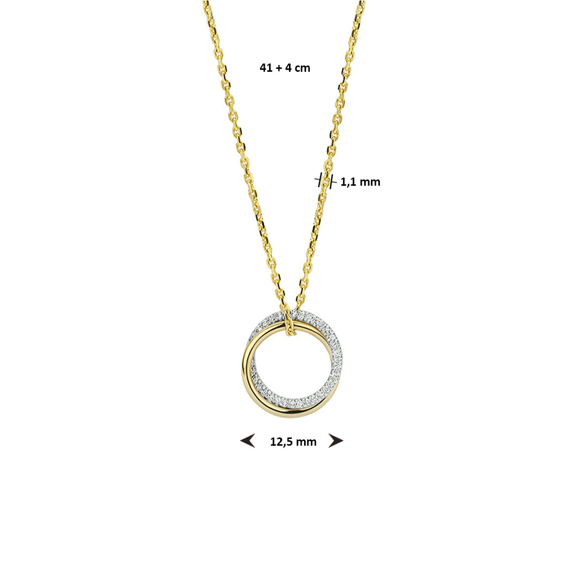 Gouden ketting met diamant 41-45 cm