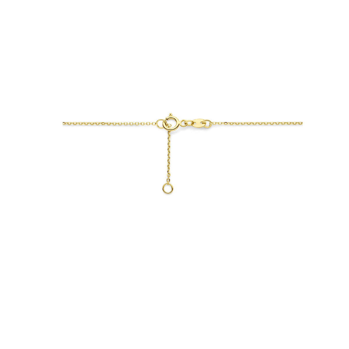 Gouden ketting met een glanzende druppel hanger 7.5 mm x 11 mm - Lengte 42 cm, 45 cm