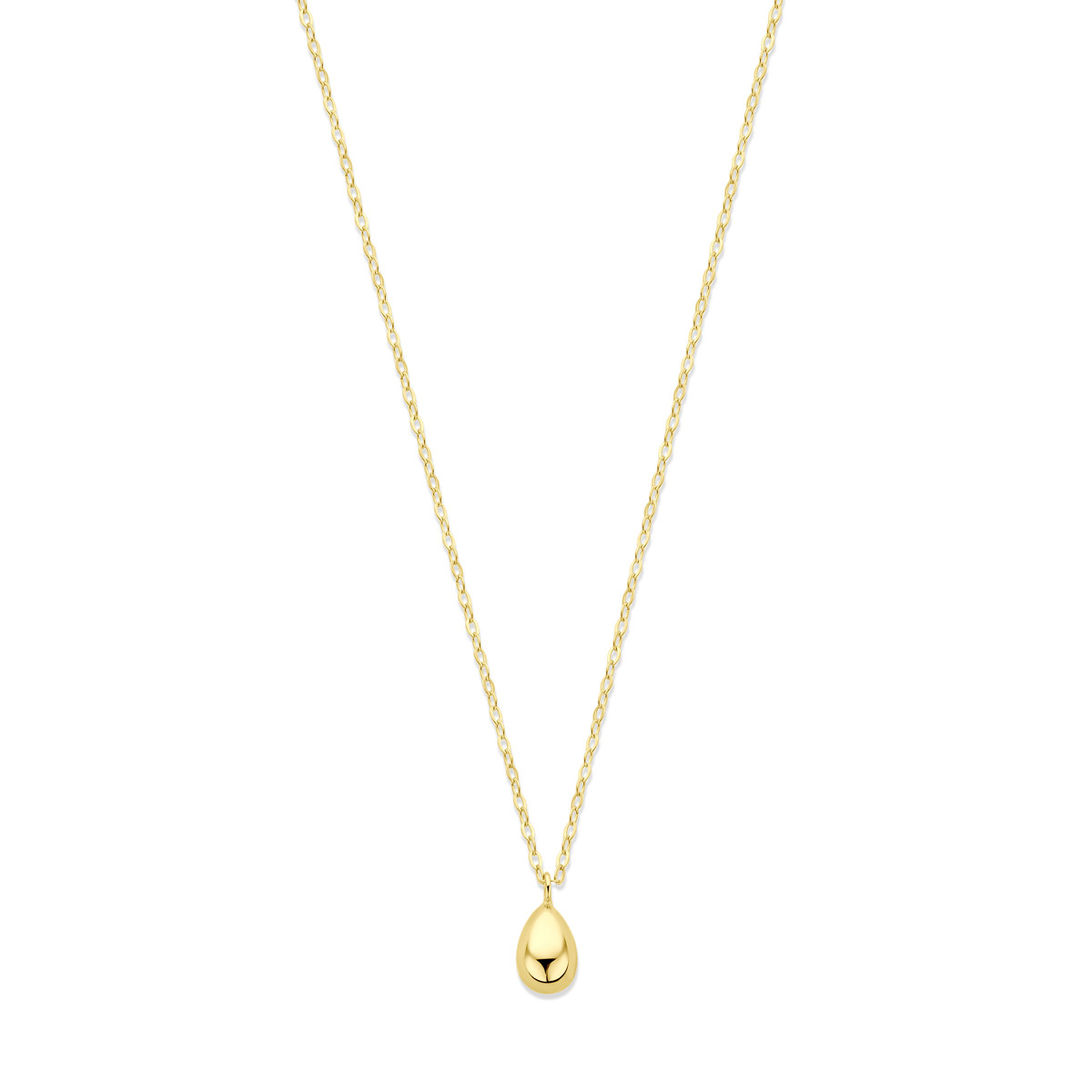 Gouden ketting met glanzende druppel hanger - Lengte 42 cm, 45 cm