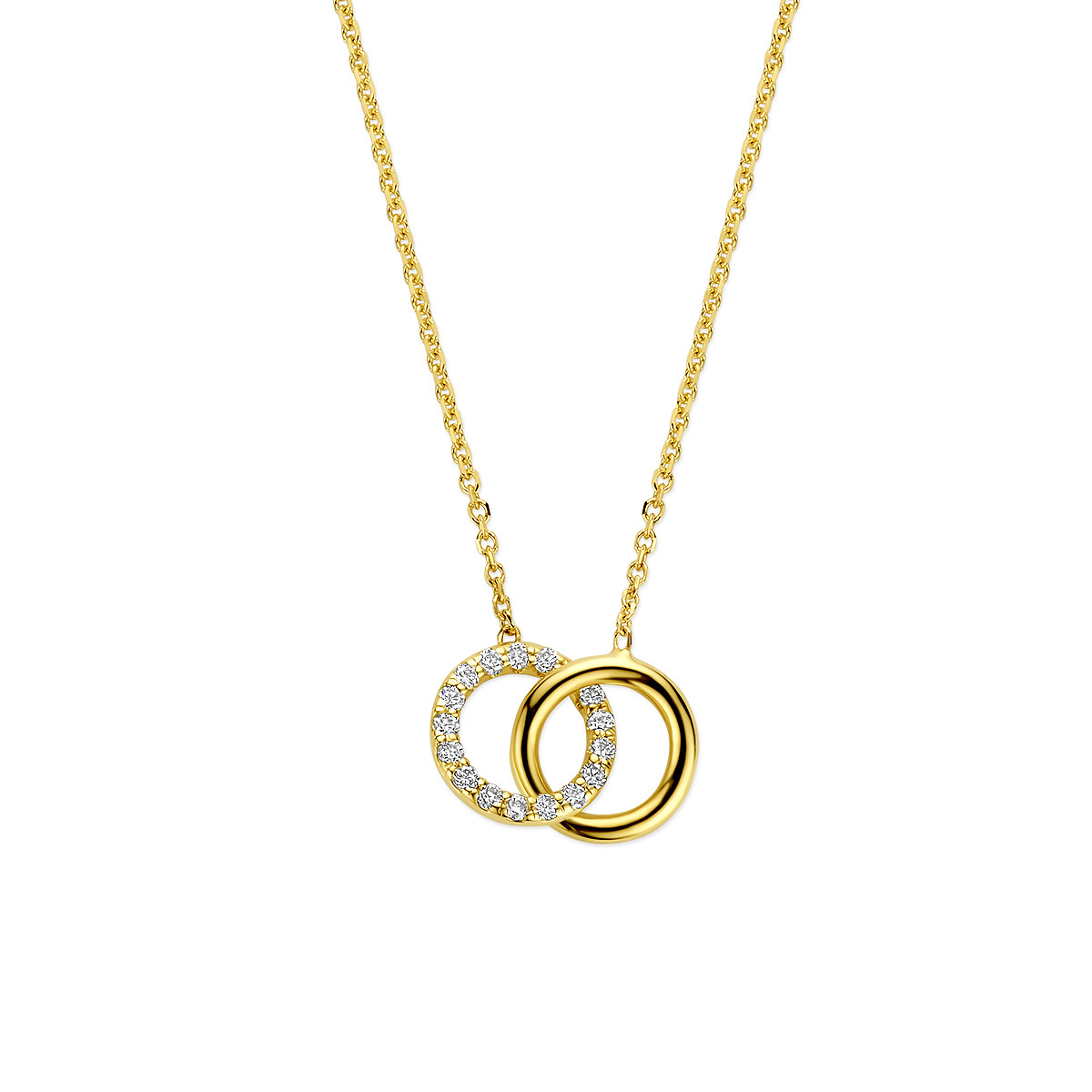 Gouden ketting met glanzende en lab grown diamanten cirkel 0.09 crt 0.9 mm breed - Lengte 40-42-44 cm