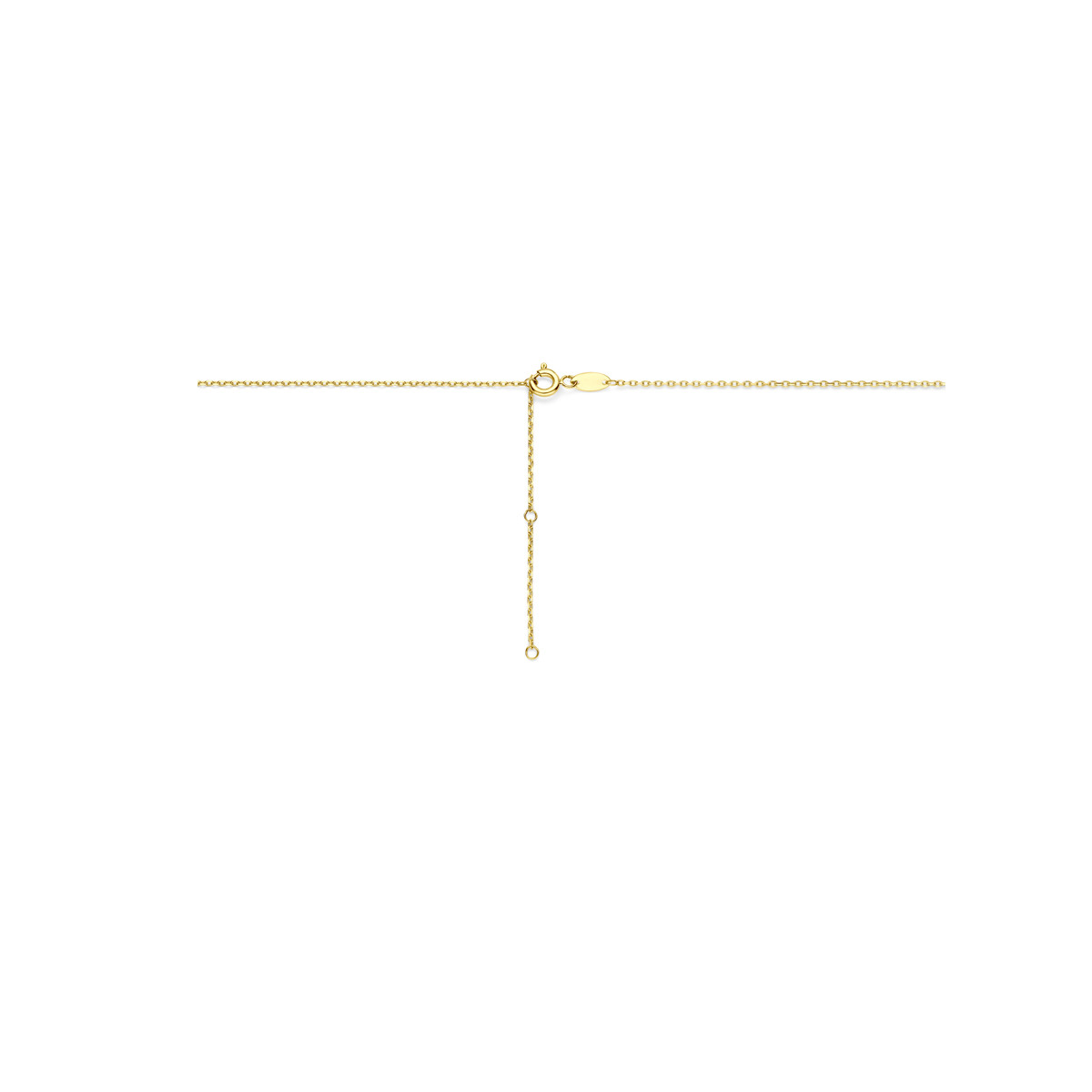 Gouden ketting met hanger zirkonia rond anker schakels - Lengte 41-43-45 cm