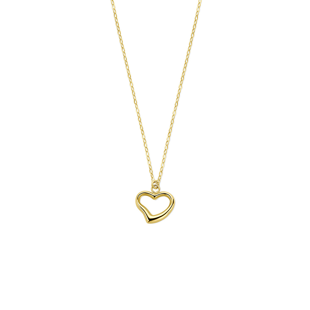 Gouden ketting met hartje hanger en anker schakel glanzend afgewerkt - Lengte 40-42 cm