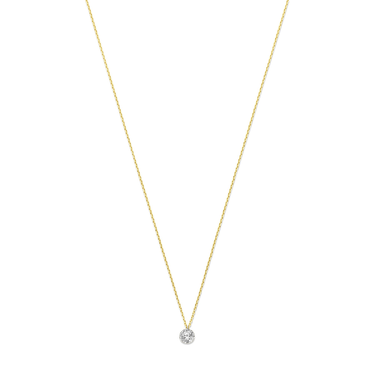 Gouden ketting met lab grown diamant 0.25 crt - Lengte 40 cm, 42 cm en 44 cm