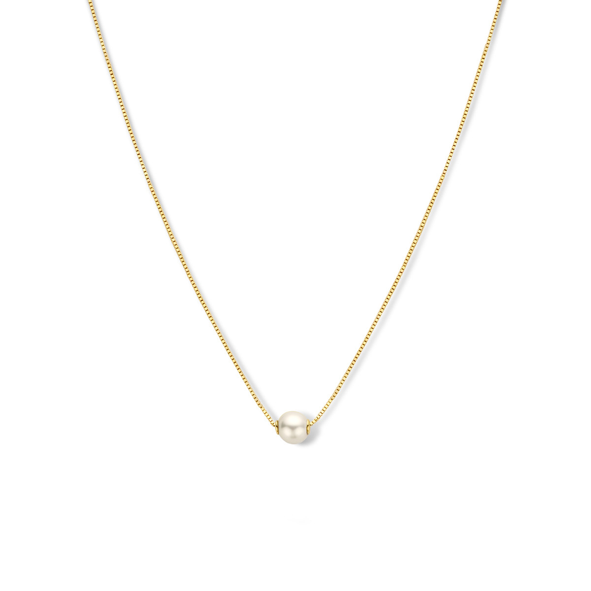 Gouden ketting met parel 42-45 cm
