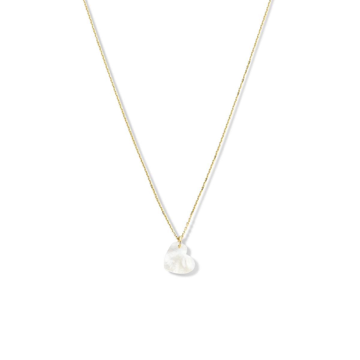 Gouden ketting met parelmoer hartje - Lengte 40-42-44 cm