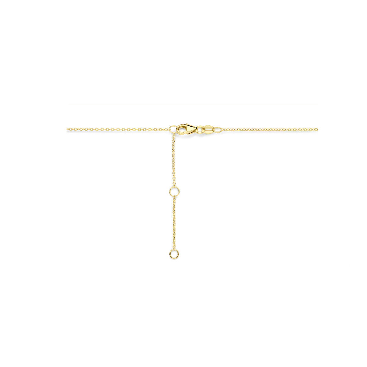 Gouden ketting met ronde hanger van blauwe saffier en diamant 0.04 crt - Lengte 41 cm, 43 cm, 45 cm