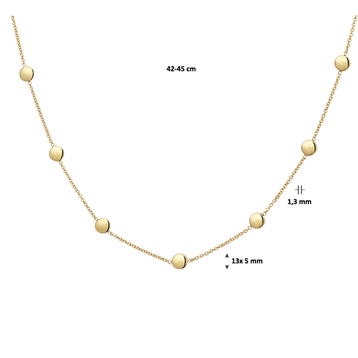 Gouden ketting met rondjes 5 mm