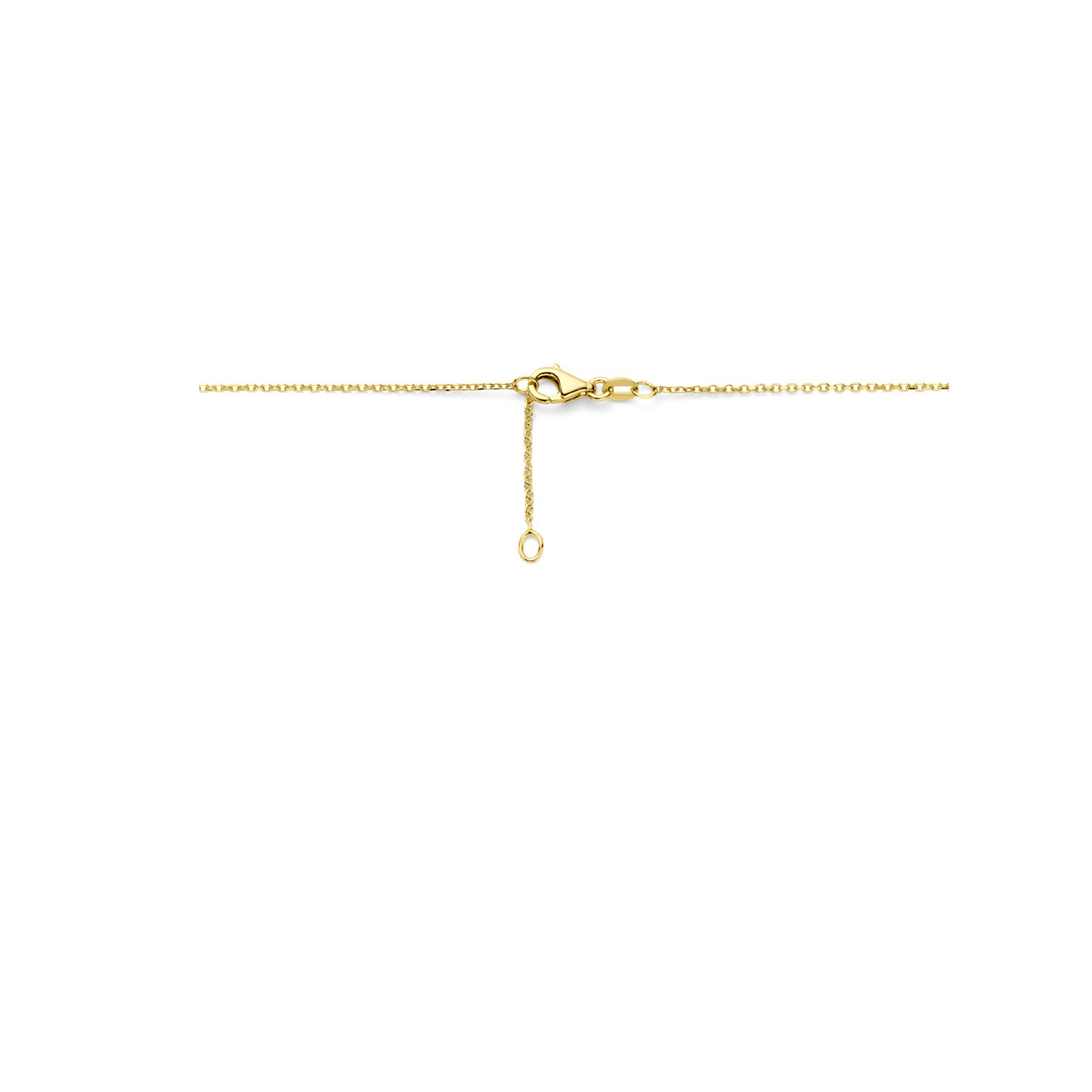 Gouden ketting met roze topaas in druppelvorm 6 mm x 9 mm - Lengte 42-44 cm