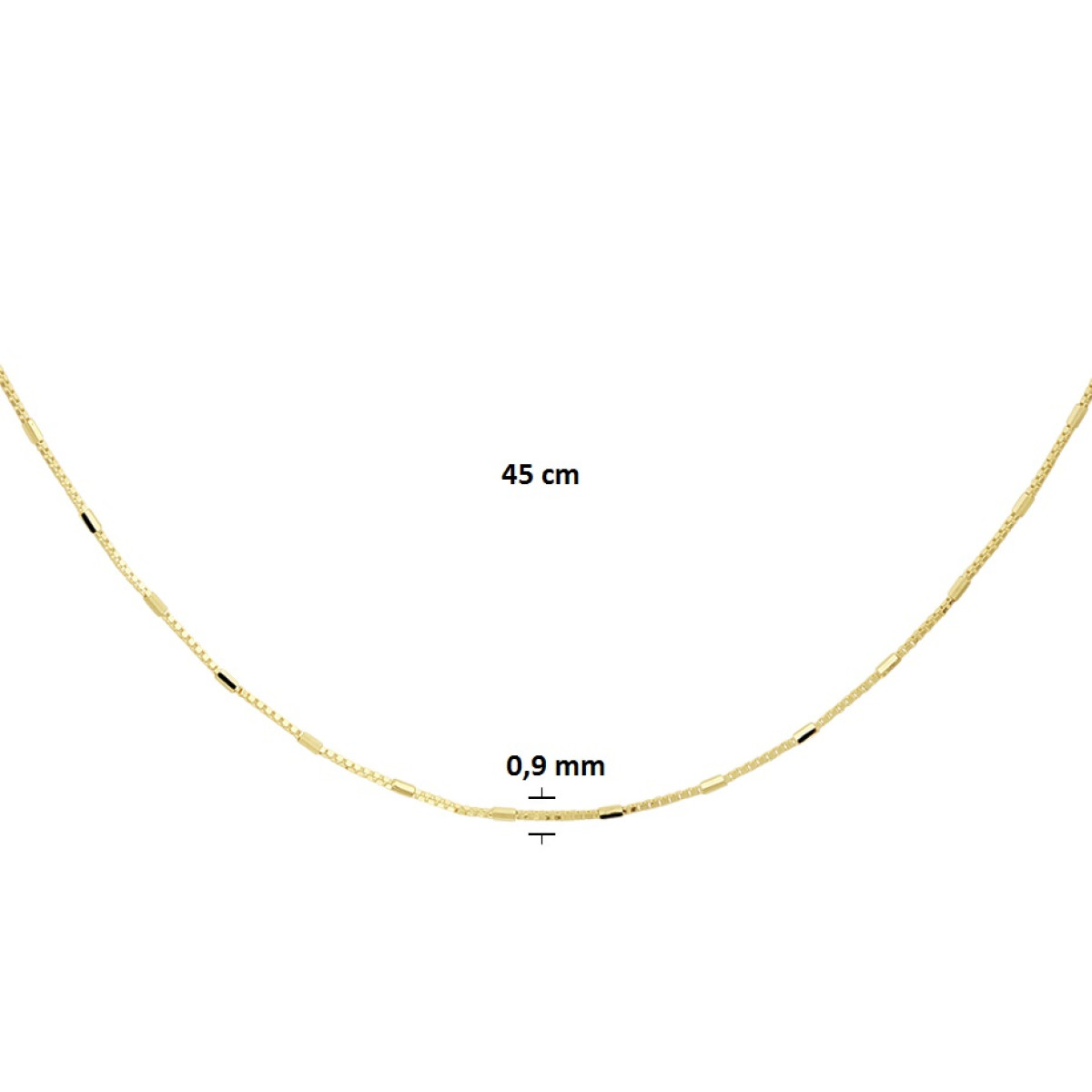Gouden ketting zonder hanger Venetiaans met staafjes 45 cm