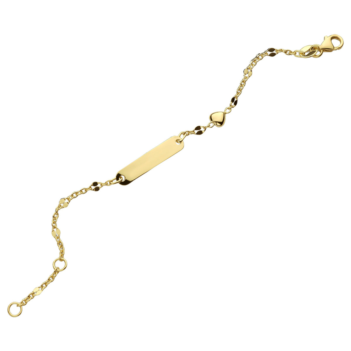 Gouden kinderarmband met hartje graveerbaar - Lengte 11 - 13 cm