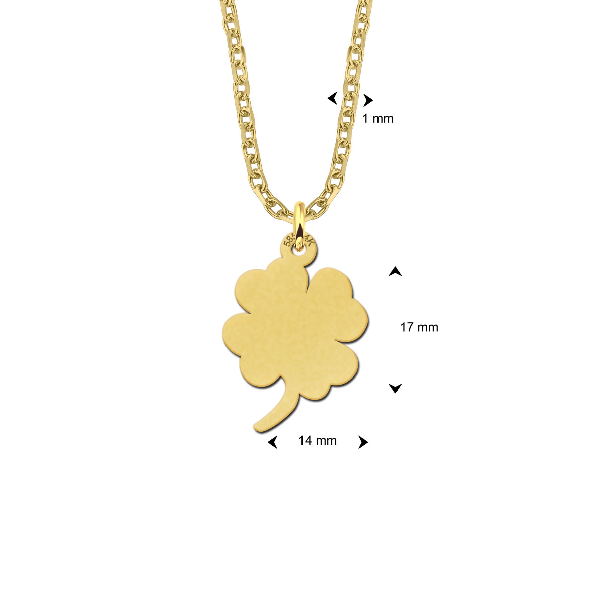 Gouden klavertje vier ketting - Lengte 45-50 cm