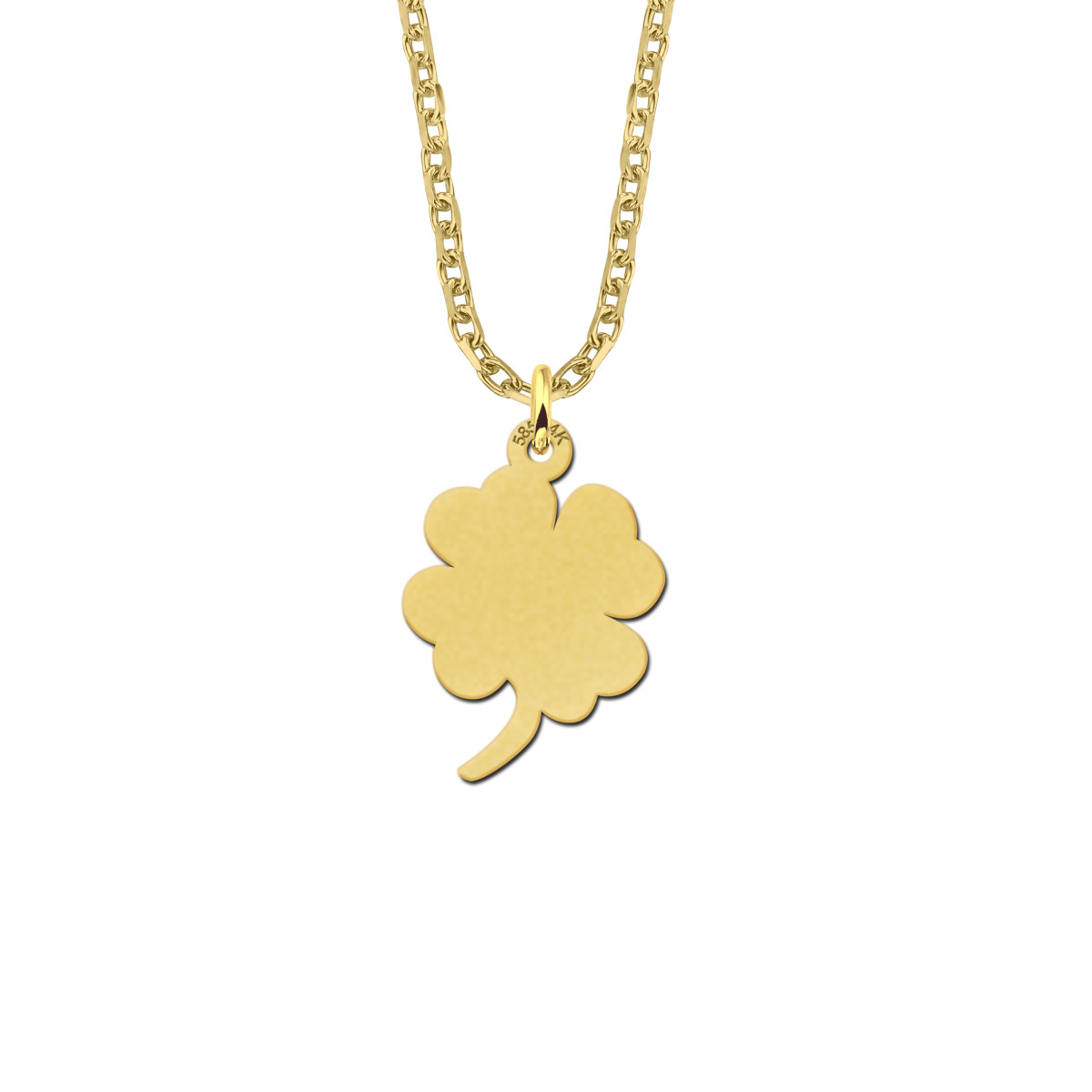 Gouden klavertje vier ketting - Lengte 45-50 cm