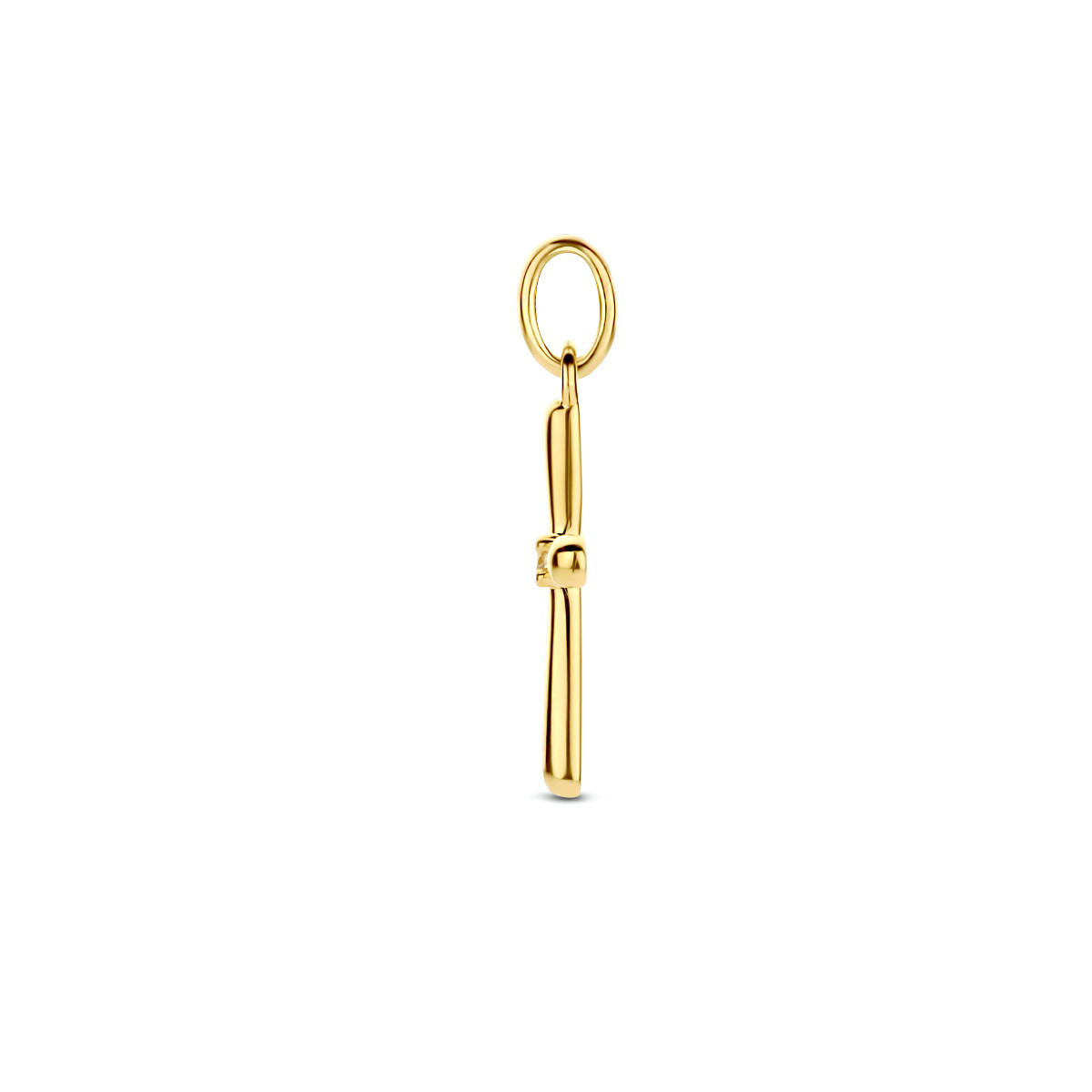 Gouden kruis hanger 14-karaat met diamant 0.01 crt 11 mm breed - Hoogte 14 mm