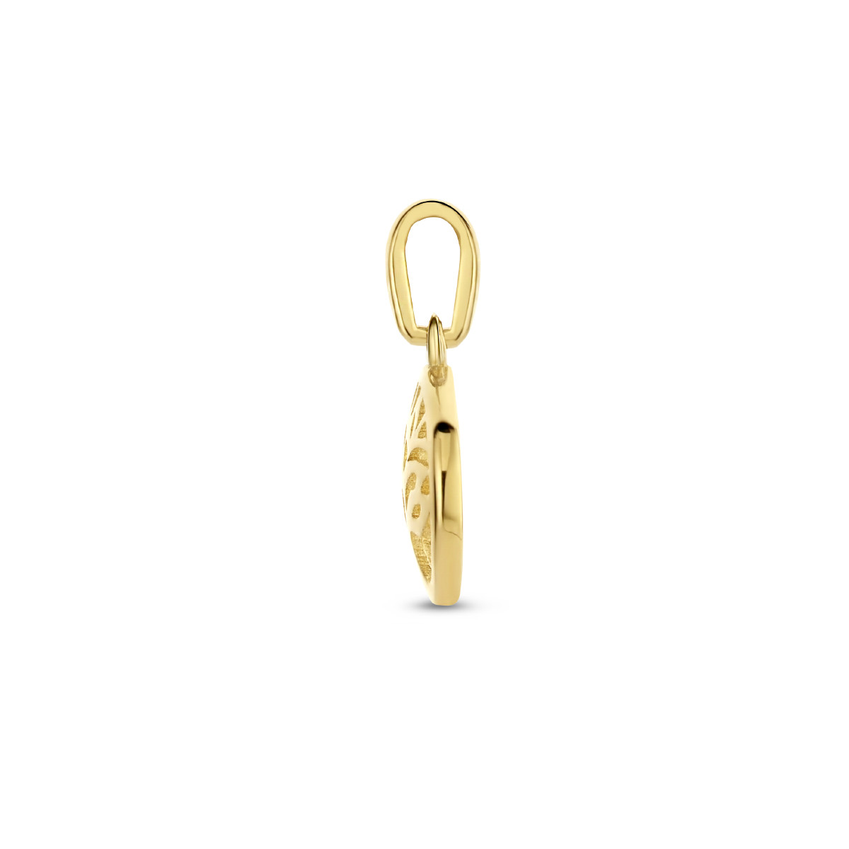 Gouden levensboom hanger glad - 9 mm x 15 mm