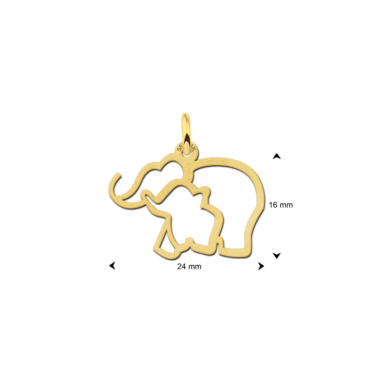 Gouden olifanten hanger