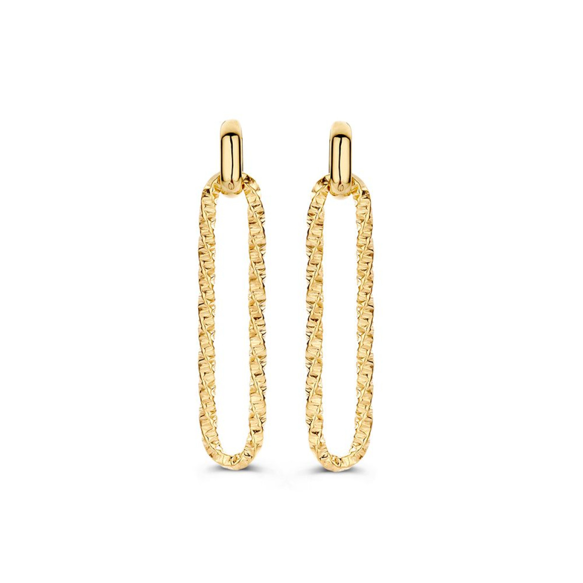 Gouden oorhangers met bewerkte paperclipschakels - 5 mm x 28 mm