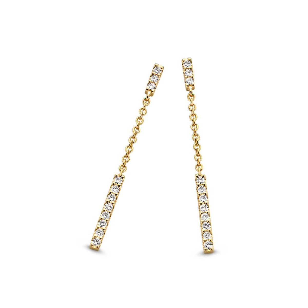 Gouden oorhangers met briljantrijen 0.12 crt