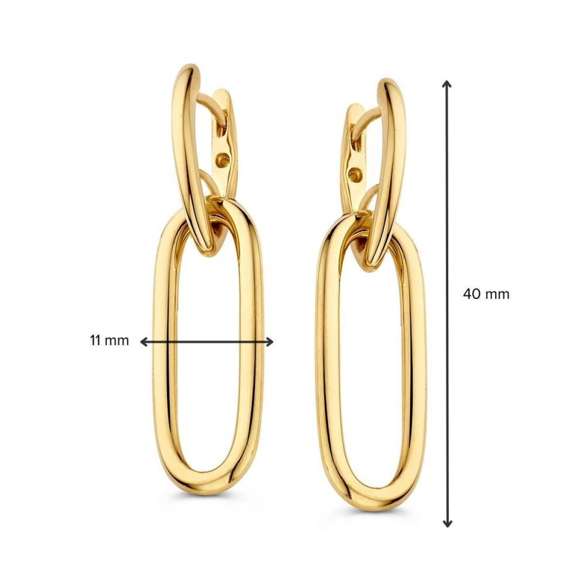 Gouden oorhangers met haaksluiting en grote schakels - Hoogte 40 mm