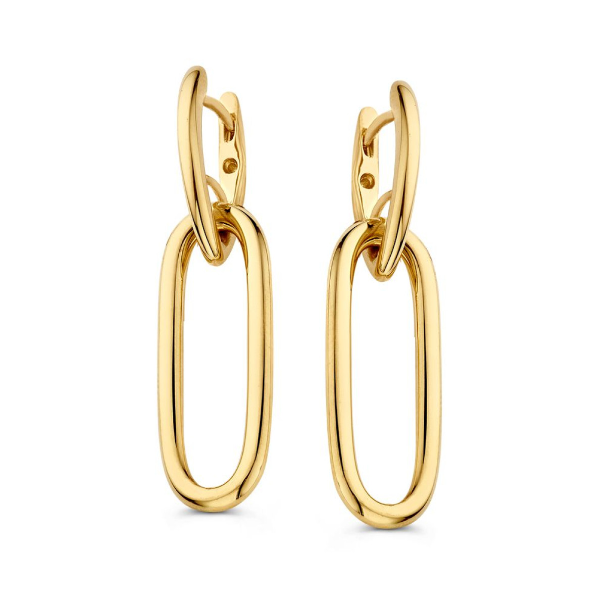 Gouden oorhangers met haaksluiting en grote schakels - Hoogte 40 mm