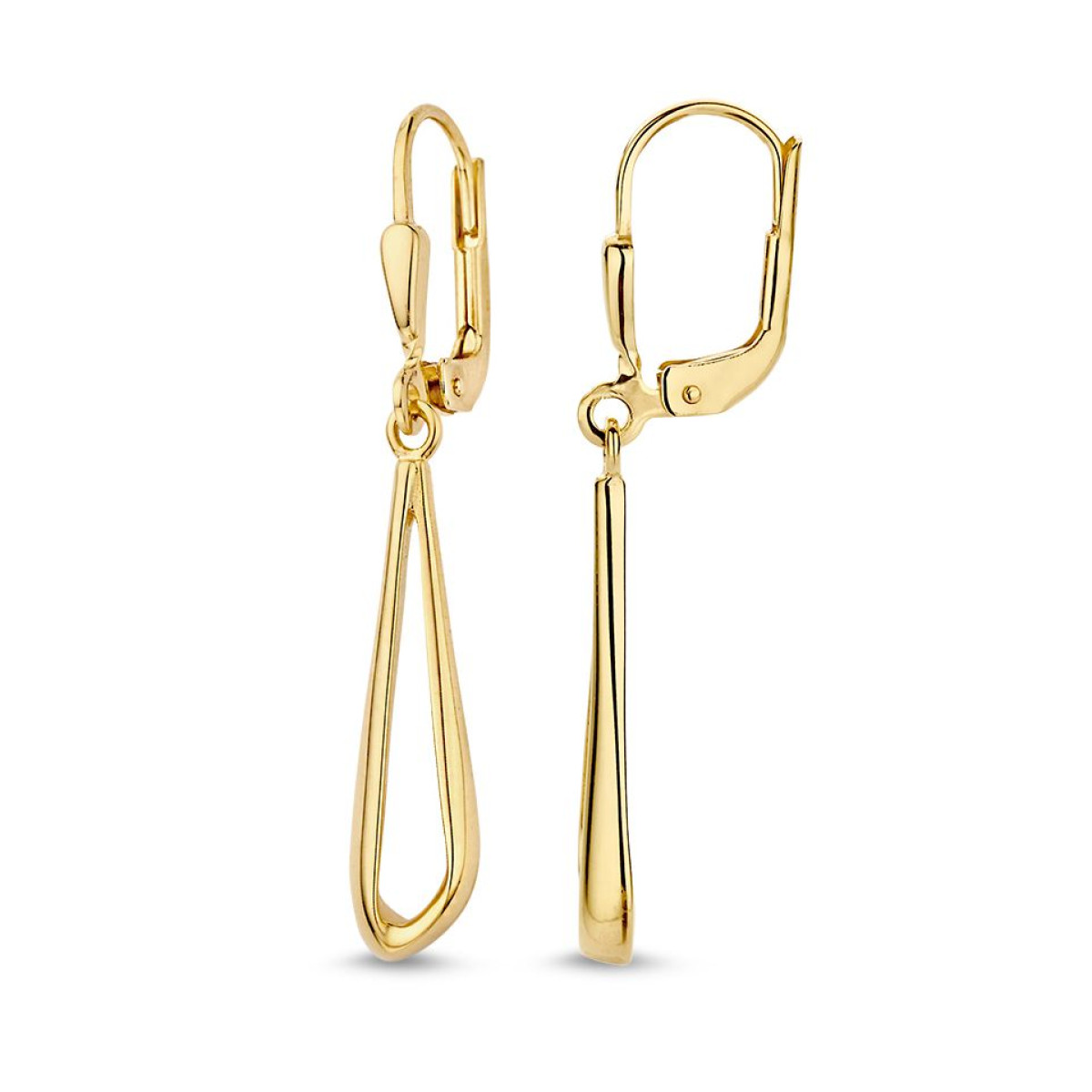 Gouden oorhangers met haken en asymetrische vorm - Hoogte 35 mm