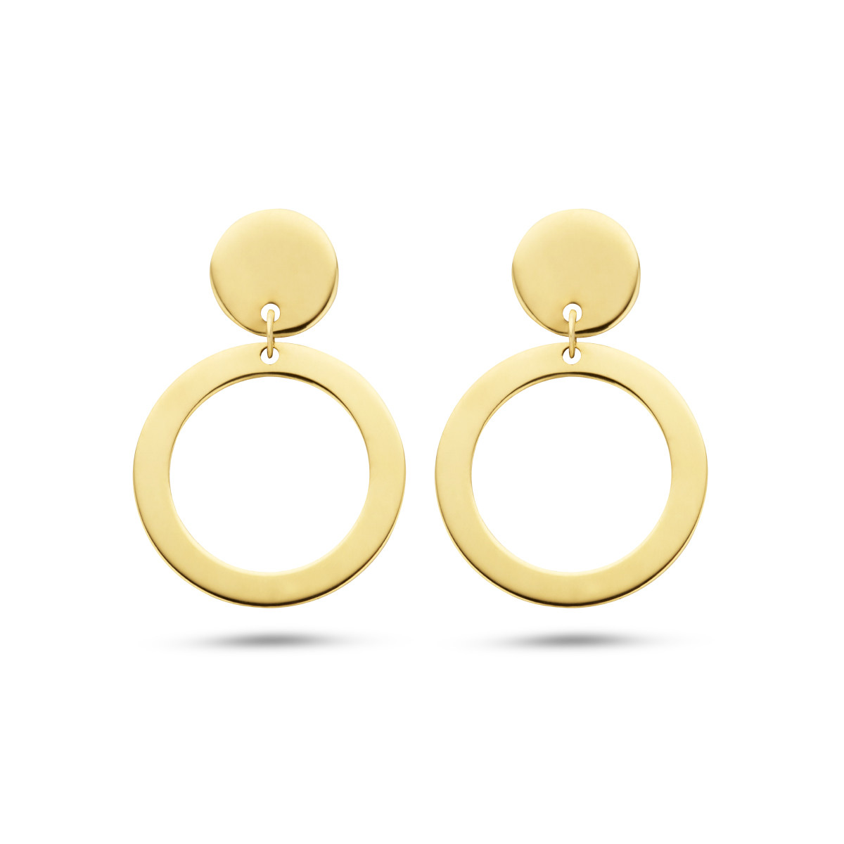 Gouden oorhangers met open en dicht rondje - 15 mm