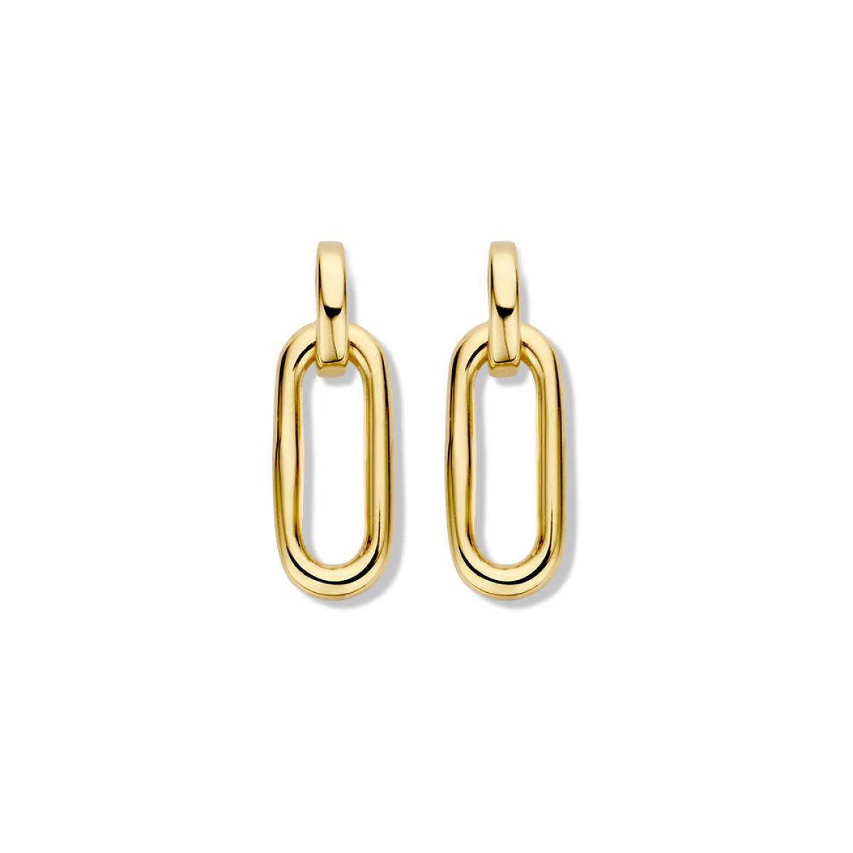 Gouden oorhangers paperclipschakels - Hoogte 15 mm
