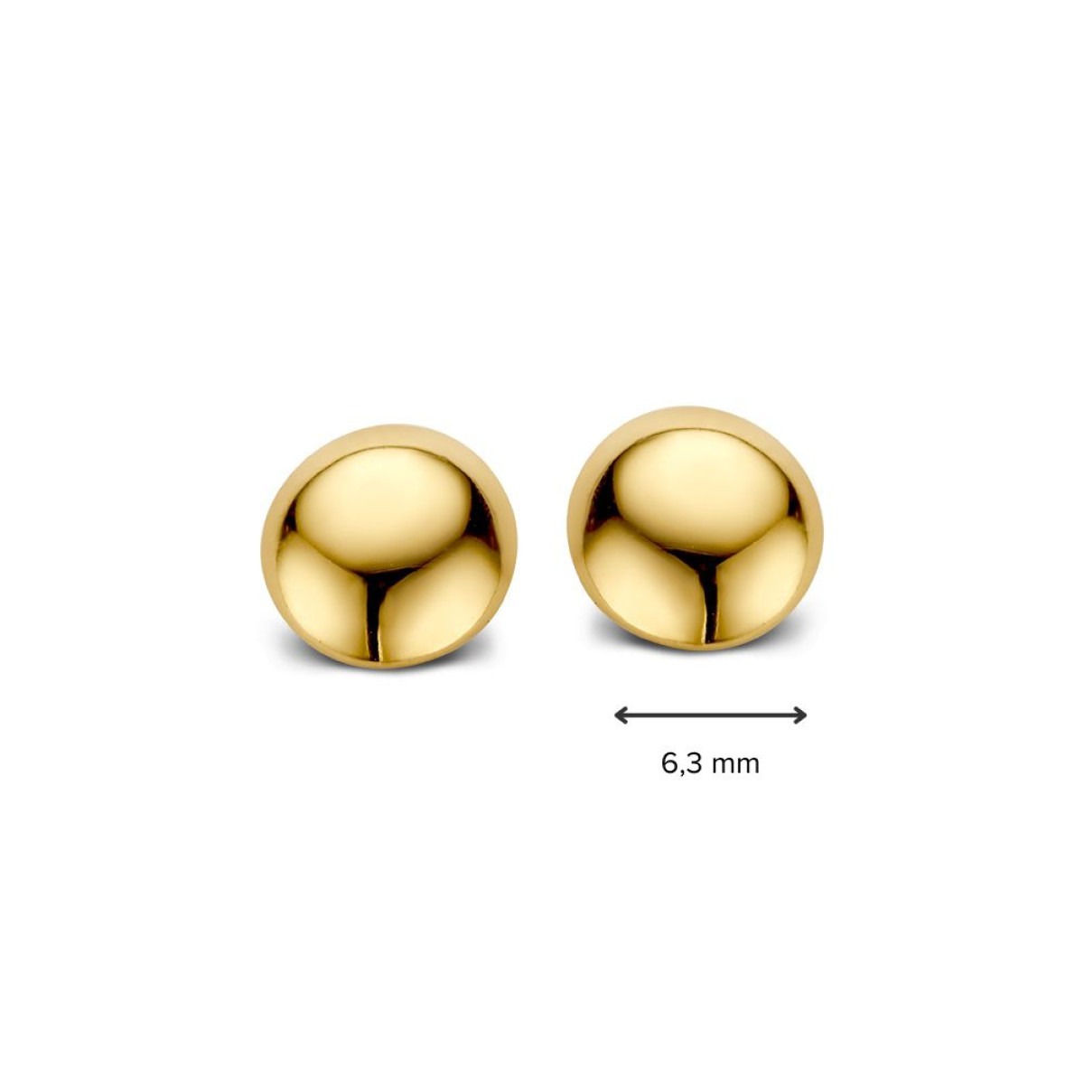 Gouden oorknopjes glanzende bolletjes - Diameter 6.3 mm