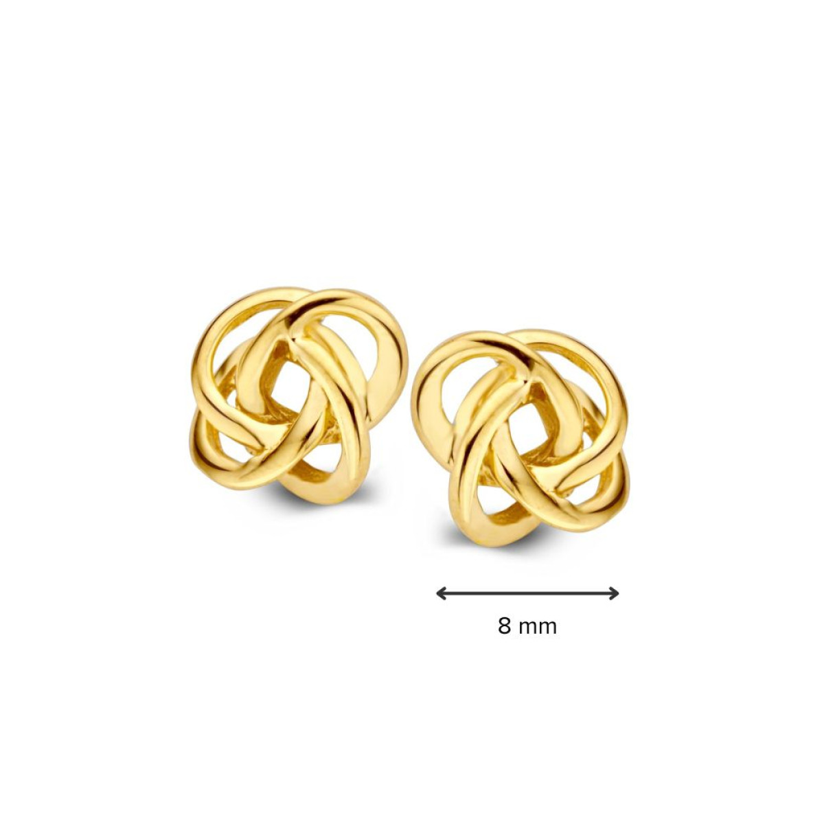 Gouden oorknopjes knoop - Diameter 8 mm