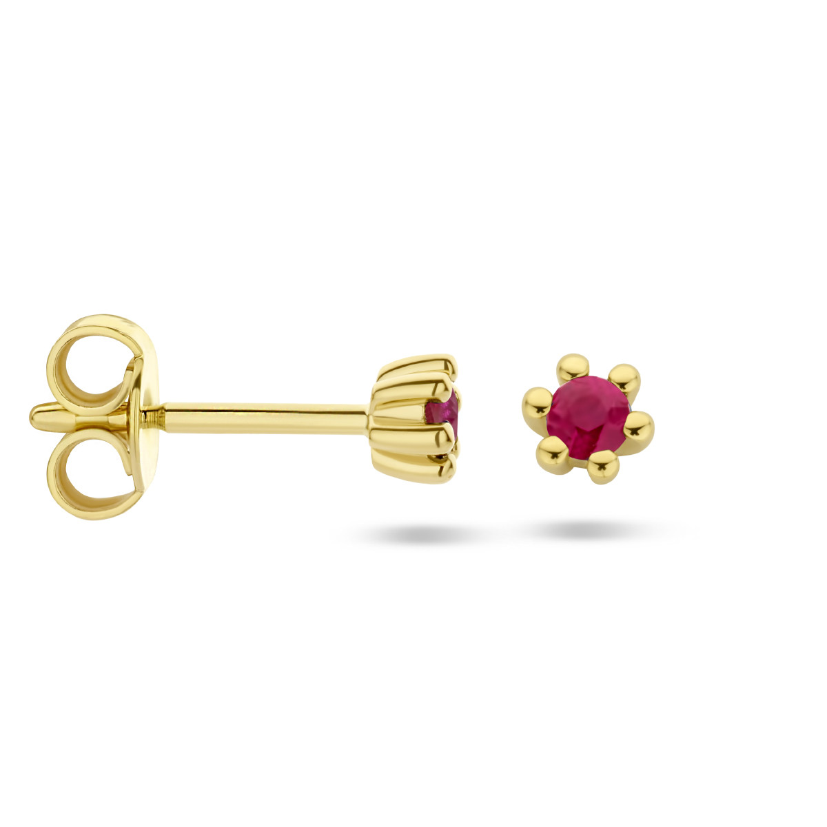 Gouden oorknopjes met robijn - 3.5 mm