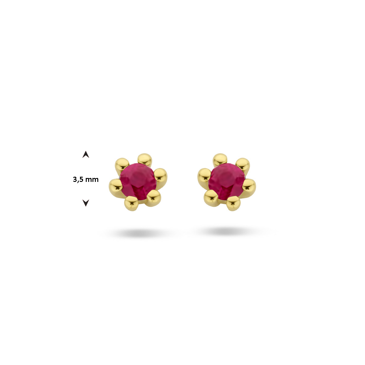 Gouden oorknopjes met robijn - 3.5 mm