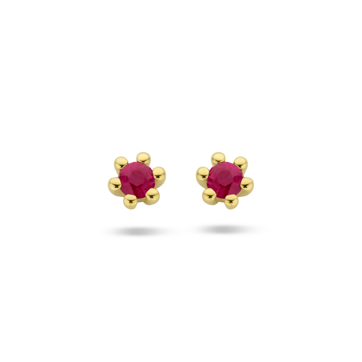 Gouden oorknopjes met robijn - 3.5 mm