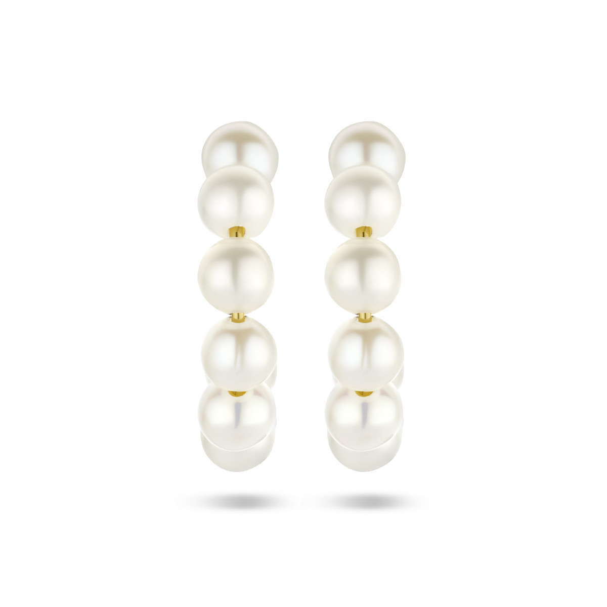 Gouden oorringen met parels 4 mm breed - Diameter 18.5 mm
